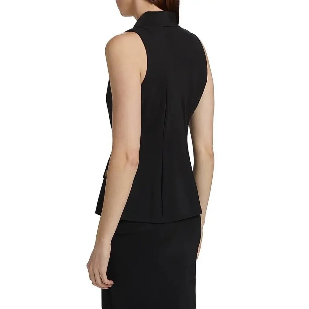 NWT Chiara Boni La Petite Robe Sumio Sleeveless Blazer Top in Black / Size 6